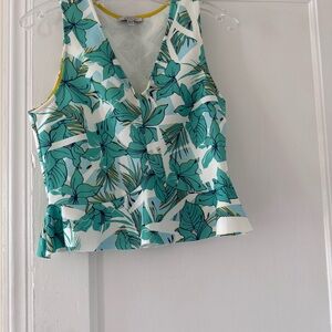 Zara Floral Sleeveless Peplum Top